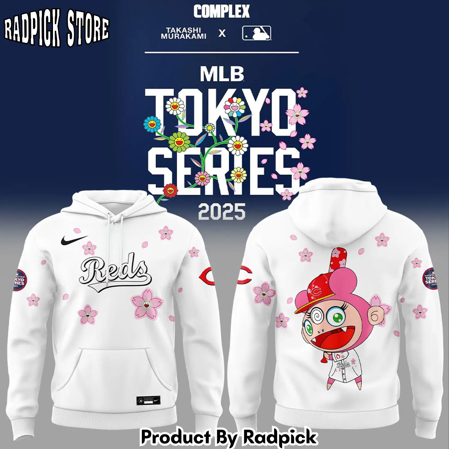 Cincinnati reds takashi murakami x mlb world tour tokyo series hoodie joggers hoodie and long pants set rp291848